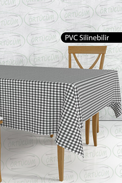 Örtücüm Siyah Beyaz Pötikareli Pvc Muşamba Mutfak Masa Örtüsü Leke Tutmaz Sil...