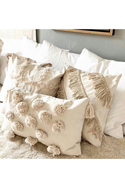 Miss California Ponponlu Dikdörtgen Keten Kırlent Kılıfı 1 Adet