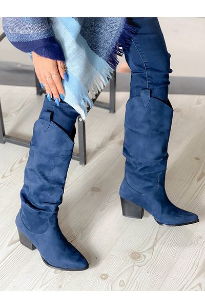 irmona Μπότες Dallas Terry Navy Blue Luxury Suede Bellows