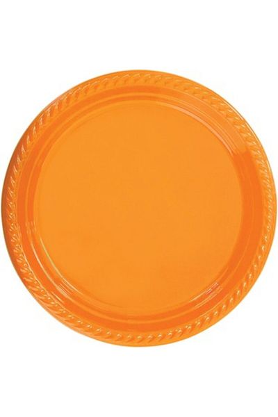 partideyince Orange Plastic Plate of 25 - 22cm