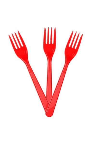 partideyince Plastic Fork Red 25 Pieces