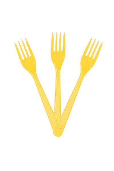 partideyince Plastic Fork Yellow 25 Pieces