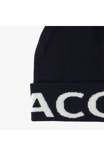 Lacoste قبعة صوفية مطبوعة باللون الأزرق الداكن للرجال