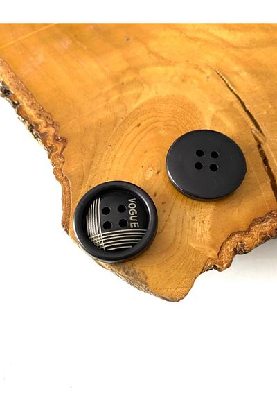 canan dizayn 21.5 MM BLACK-BEIGE POLYSTER BUTTON (15 PIECES)
