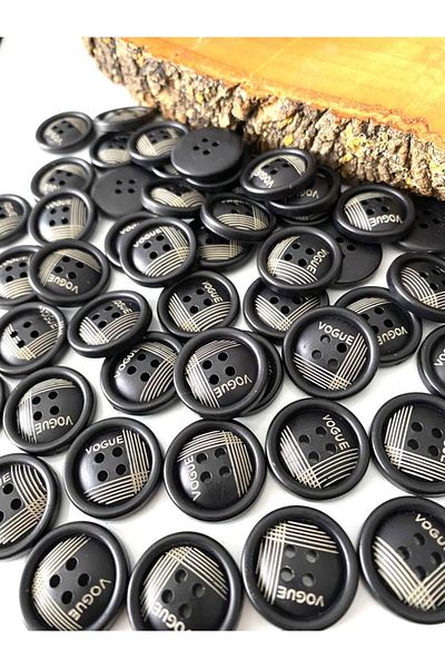 canan dizayn 21.5 MM BLACK-BEIGE POLYSTER BUTTON (15 PIECES)