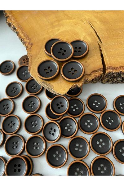 canan dizayn 17.5 mm Black-Brown Polyester Button (20 Pcs)