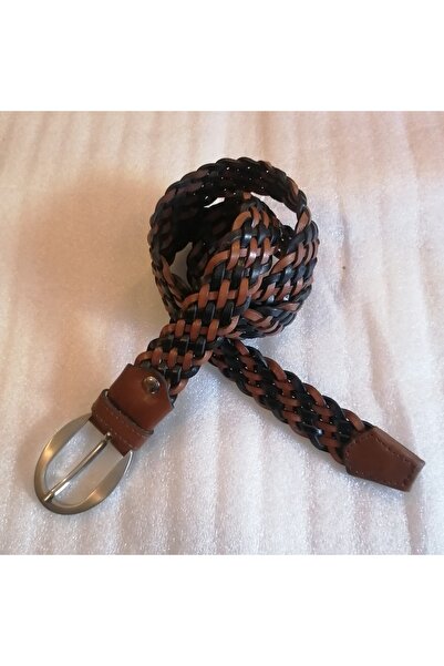 Butik Tülin Unisex Genuine Calfskin Black Tan Combination Hand Knitted Oval S...