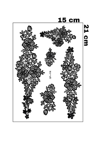 Mecit Tuhafiye GEÇİCİ DÖVME DANTEL ÇİÇEK NAKIŞLİ BACAK KOL VUCUT geçici dövme