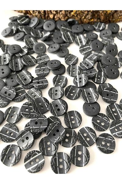 canan dizayn 11.5 MM BLACK-WHITE POLYESTER BUTTON (25 PIECES)