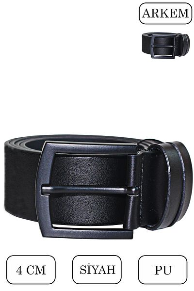 Arkem Grand Matte Black Buckle Straight Men's Belt 4 cm for Jeans and Canvas Pants