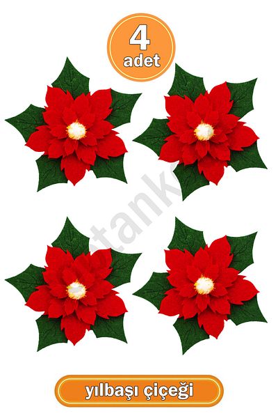 garaccu Christmas Flower Ornaments 4 Pieces, New Year Special Flowers
