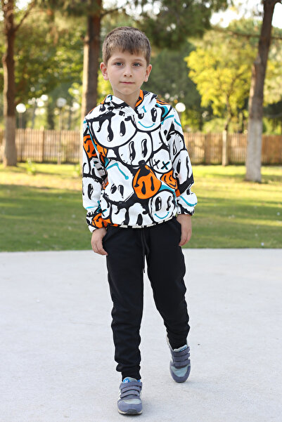 han elegant Set de trening pentru băiat cu glugă cu model pentru vârste cuprinse între 7-14 ani