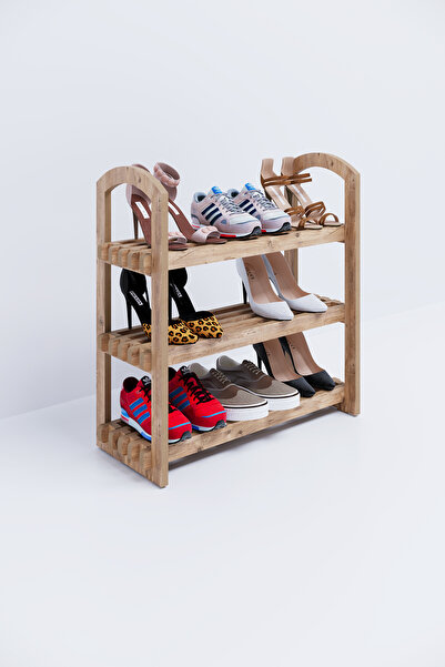 bangu Demonte Portatif 3 Raflı Ayakkabılık Çok Amaçlı Dolap Antre Hol Kapı Önü %100 MDF