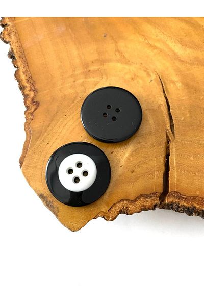 canan dizayn 25 MM BLACK-WHITE POLYESTER BUTTON (15 PIECES)