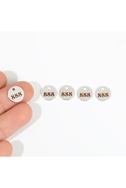 yfhobi 1 Adet- 10 mm, 888 Melek Sayısı Lazer Kazıma Pirinç Metal Pul, Rodyum ...