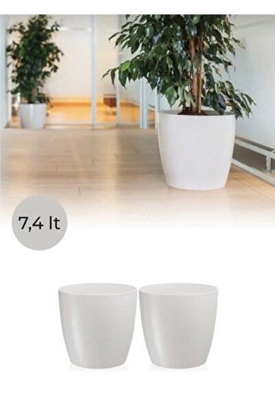 SERİNOVA Yakut saksı 7.4 lt kırık beyaz (2ADET) çiçek saksı