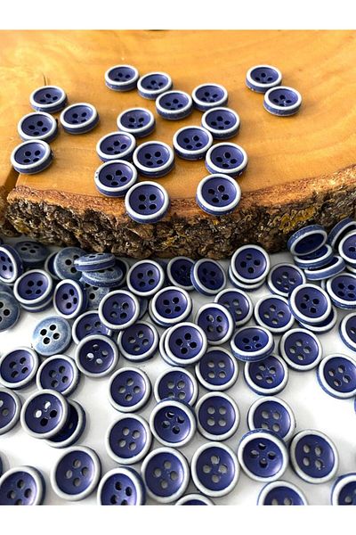 canan dizayn 11.5 MM DARK BLUE-WHITE POLYESTER BUTTON (25 PIECES)
