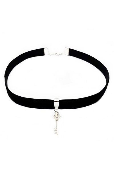 Bijustore Black Velvet Women's Key Choker Necklace