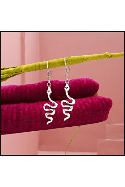 Bijustore Silver Color Women's Snake Earrings