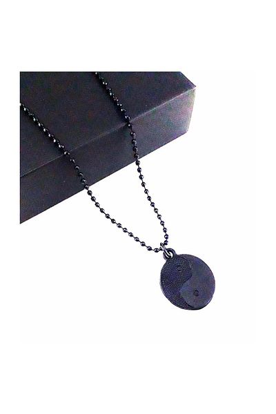 Bijustore Ying-yang Black Men's Necklace