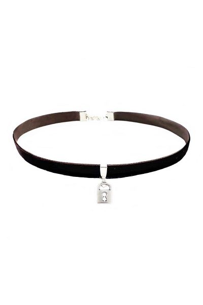 Bijustore Brown Velvet - Lock Detailed Choker