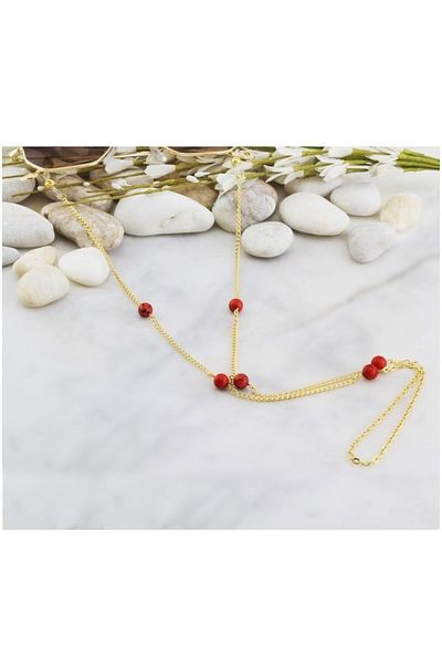Bijustore Red Color Turquoise Natural Stone Women's Glasses Chain