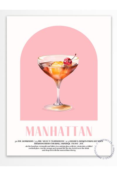 Postifull Kokteyl Temalı Duvar Posteri - Çerçevesiz Poster, Mutfak, Salon, Ya...