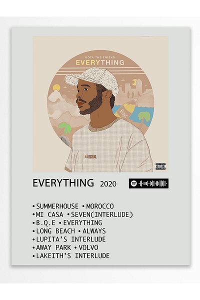 Postifull Αφίσα άλμπουμ Polaroid συμβατή με Spotify - Διακόσμηση τοίχου - Χαρτί με παχιά επίστρωση - Χωρίς πλαίσιο