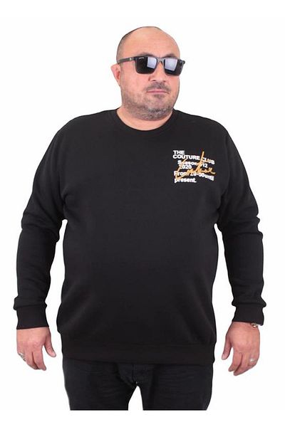 Starbattal Men's Plus Size Crew Neck Sweat Conture Club 23203 BLACK