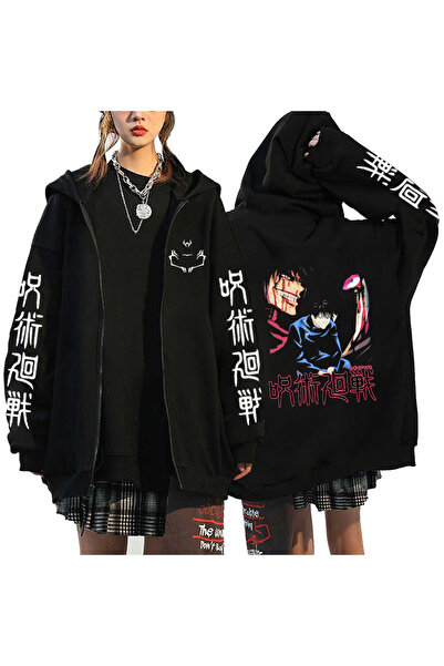 GALASHOP جوجوتسو كايسن هوديي بسحاب جوجو ساتورو للجنسين Y2K موديل 43