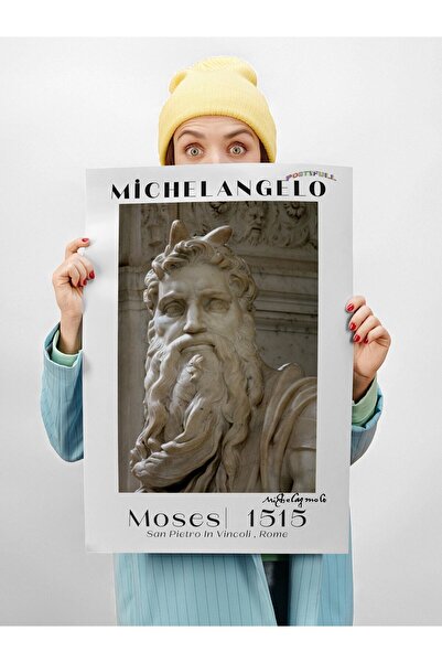 Postifull Michelangelo - the Decalogue of Moses - Moses, Statue of Moses Poster - Unframed Painting - Art Series