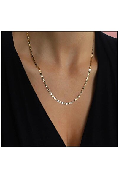 Bijustore Altın Kaplama Kadın Pullu Zincir Kolye