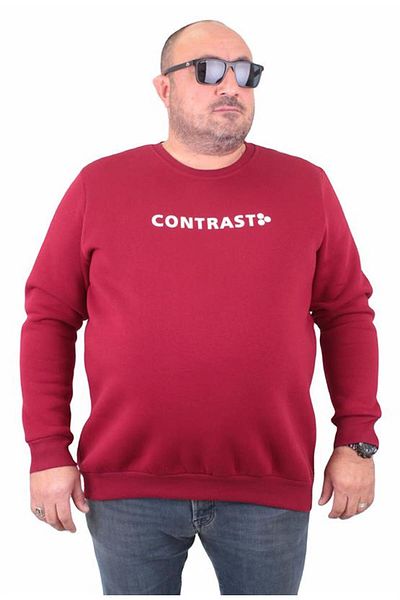 Starbattal Men's Plus Size Crew Neck Sweat Bless 23205 Claret Red