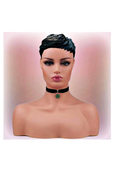 Bijustore Jade Stone Natural Stone Women's Black Velvet Choker Necklace