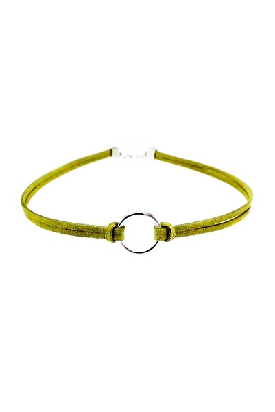 Bijustore Nefti Yeşil Kadın Süet Round Choker