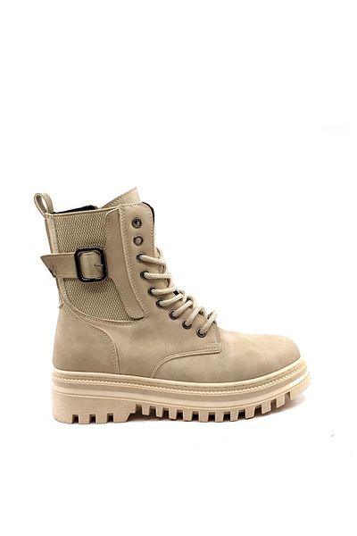 AYAKKABIMOOD Shoesmood Mht 917 Cream Buckle Emerald Γυναικείες Μπότες