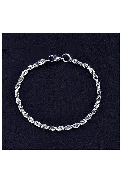 Bijustore Stainless Steel Men's Twist Chain Bracelet