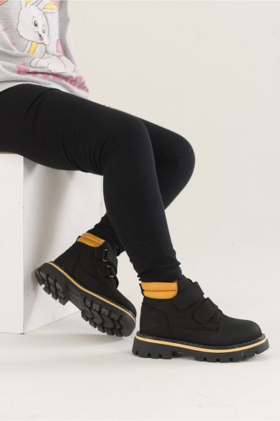 Arzen 4533 Μαύρο-Κίτρινο Velcro Thermo Sole Χειμερινές Αγορίστικες Μπότες