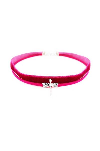Bijustore Fuşya Rengi Kadife Kadın Yusufcuk Choker Kolye