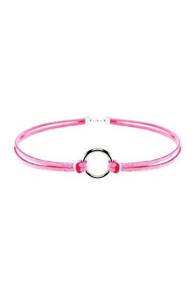 Bijustore Pembe Renk Kadın Süet Round Choker