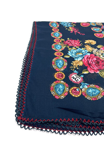 nazipek Kenarları Oyalı 7'li Set Pamuklu Yazma 100x100cm Eşarp Toptan Dağıtmalık
