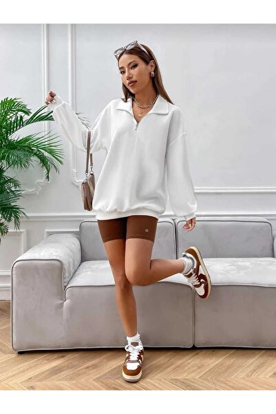 TREND Hanorac cu guler cu fermoar pe jumătate, cu lână în interior, iarnă