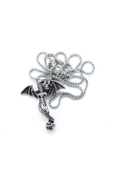 Shout Dragon Design Stainless Steel Sword Necklace