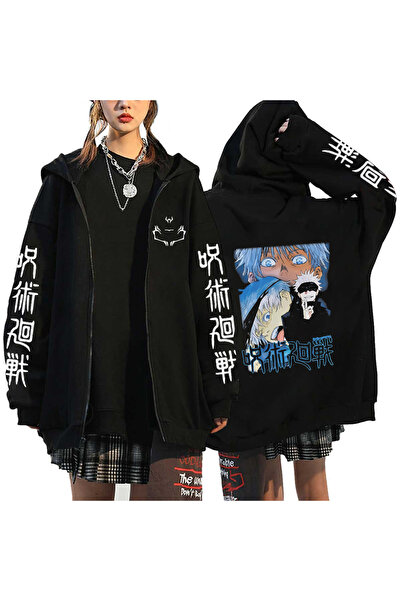 GALASHOP Jujutsu Kaisen fermuarlı Kapşonlu Gojo Satoru Unisex Y2k Model31