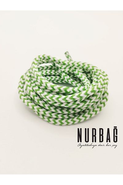 NURBAĞ DOKUMA SPORTS SHOES LACE-UP GREEN WHITE PATTERNED 90 CM 1 PAIR BS002