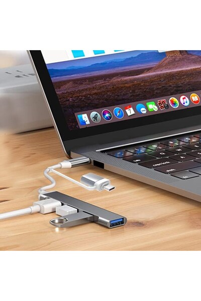 Velliw Type C - USB 1X 3.0 Hub 4 Bağlantı Noktalı USB Çoklayıcı 4'ü 1 Arada Bağlantı İstasyonu