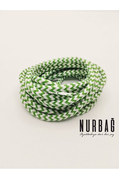 NURBAĞ DOKUMA SPORTS SHOES LACE-UP GREEN WHITE PATTERNED 90 CM 1 PAIR BS002