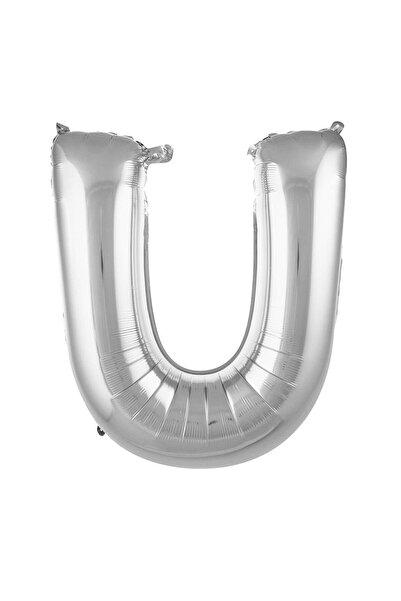 PARTY 34 بالون فويل حرف U لون فضي - بالون حرف U - بالون فويل حرف U 100 سم بال...