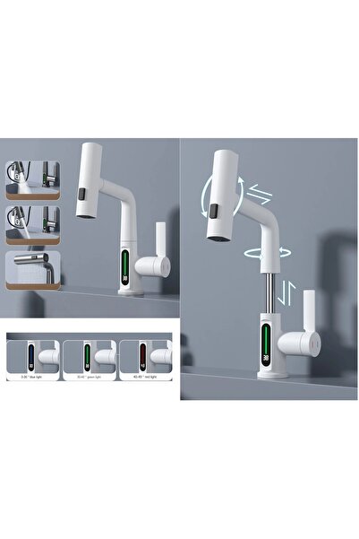 OEM Mutfak Eviye Banyo Lavaboi Bataryası Dijital Led Şelale Spiralli Ithal As...