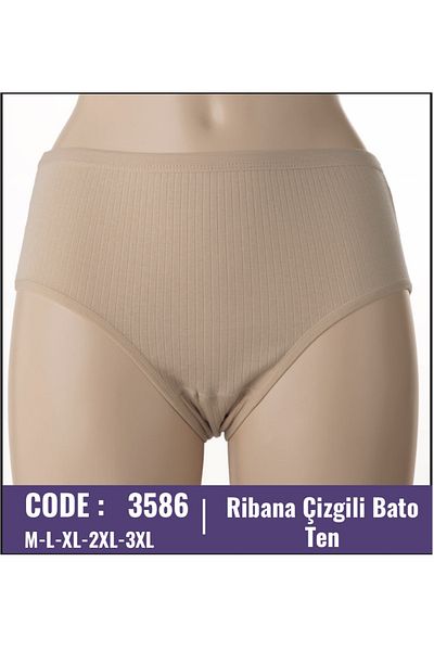 YILDIZ Women's 100% Cotton Pack of 6 Ribbed Ribbed High Waist Bato Panties